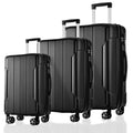3-Piece Hard Shell Luggage Set, Expandable ABS Suitcases with TSA Lock, Black