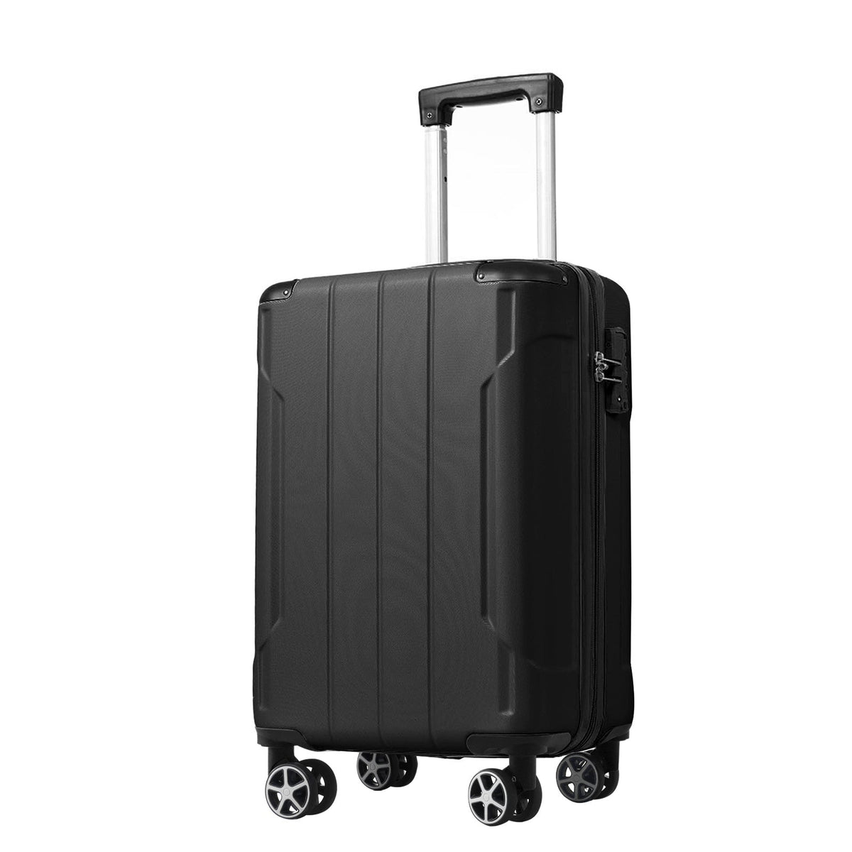 3-Piece Hard Shell Luggage Set, Expandable ABS Suitcases with TSA Lock, Black