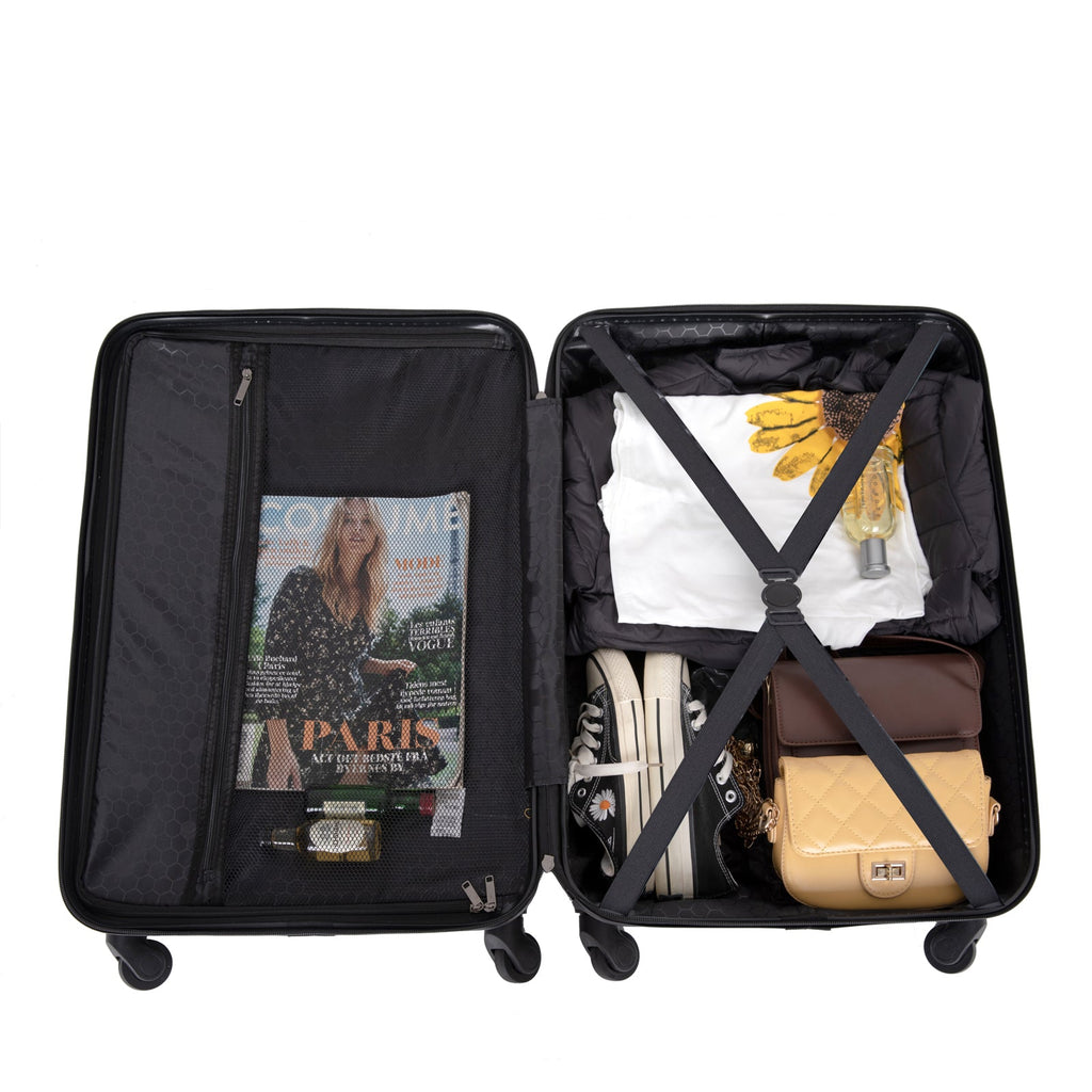 3-Piece Hardshell Luggage Set, 20/24/28 Inch, Black