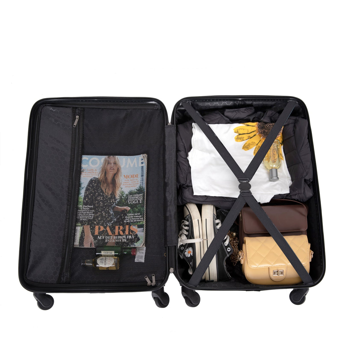 3-Piece Hardshell Luggage Set, 20/24/28 Inch, Black