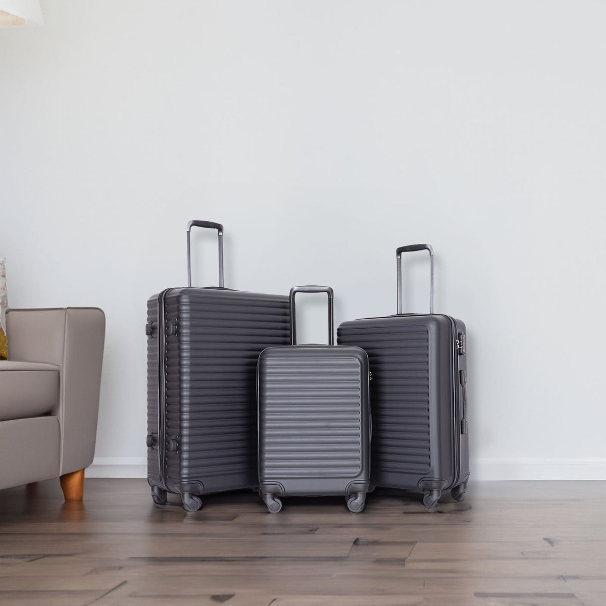 3-Piece Hardshell Luggage Set, 20/24/28 Inch, Black