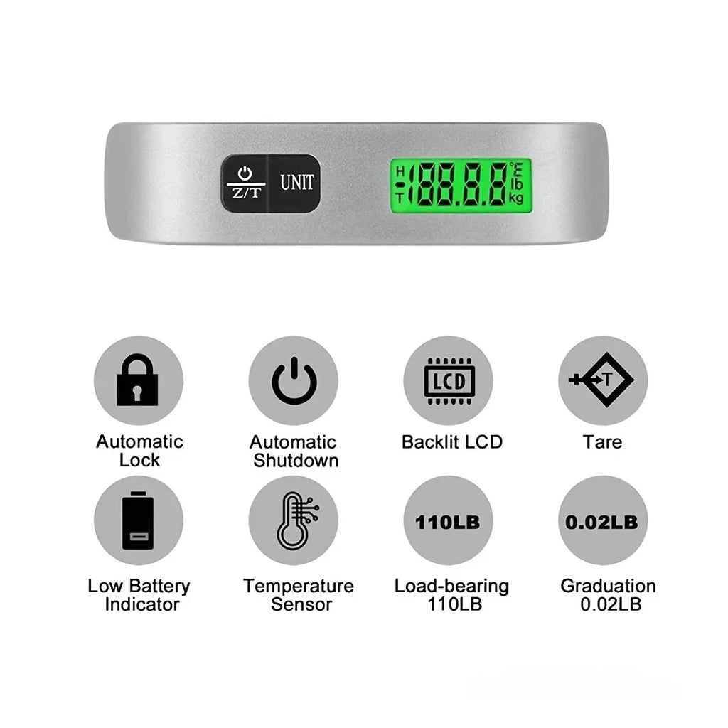 Portable Hanging Luggage Scale, 110 lb / 50 kg