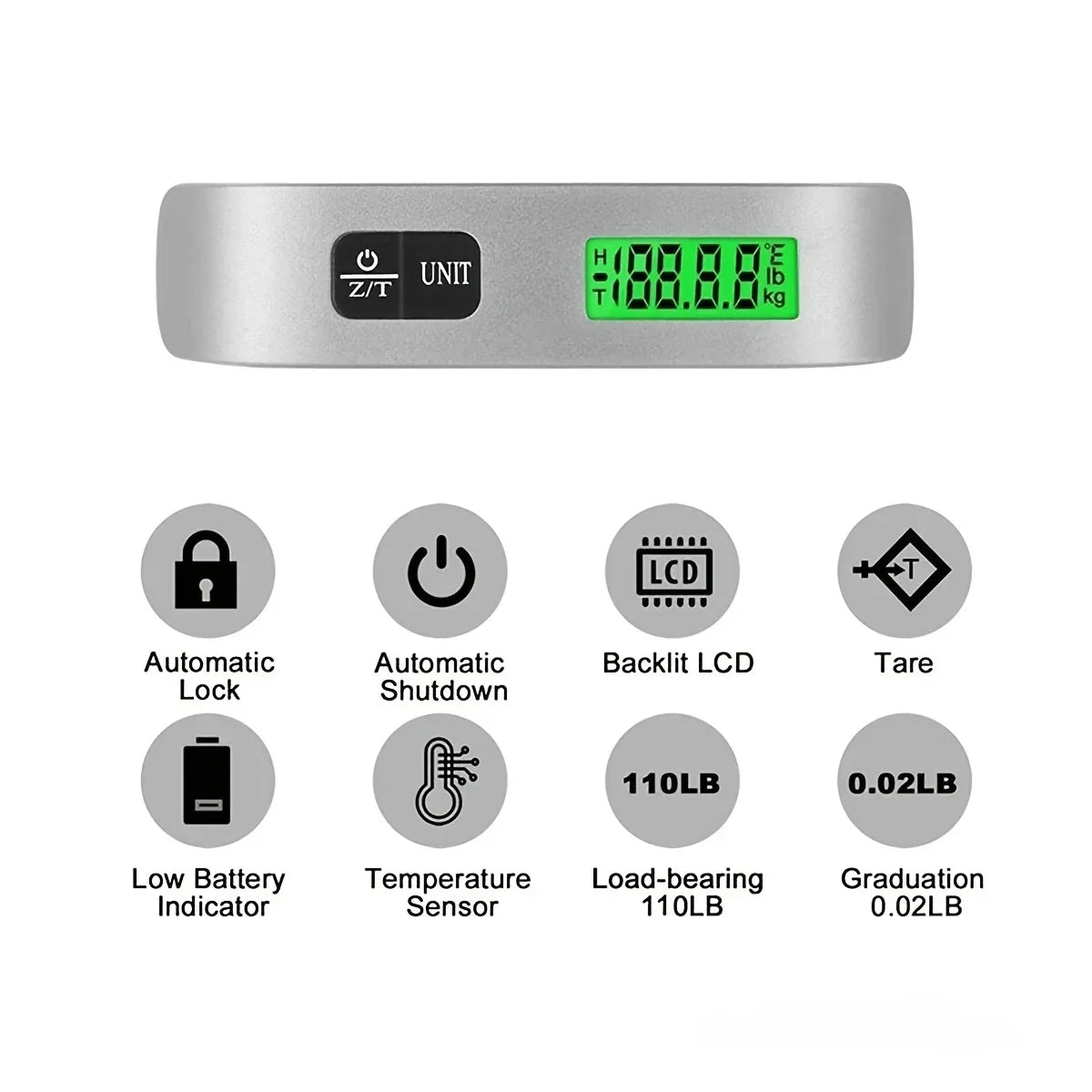 Portable Hanging Luggage Scale, 110 lb / 50 kg