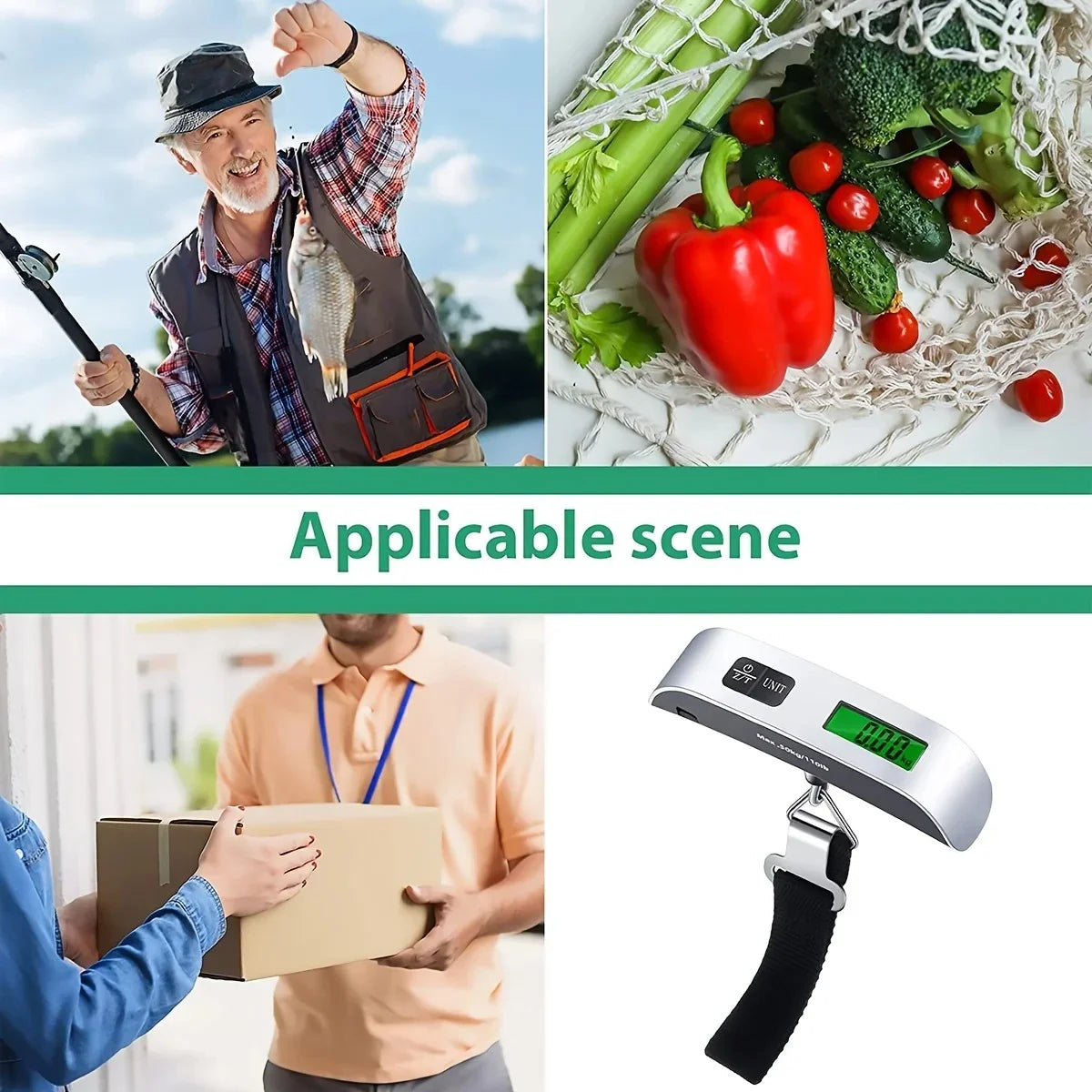 Portable Hanging Luggage Scale, 110 lb / 50 kg