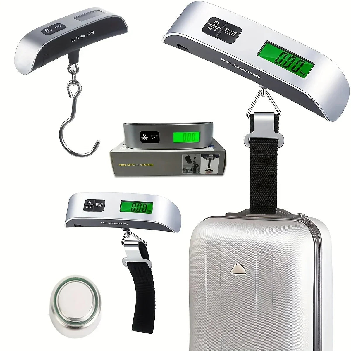 Portable Hanging Luggage Scale, 110 lb / 50 kg